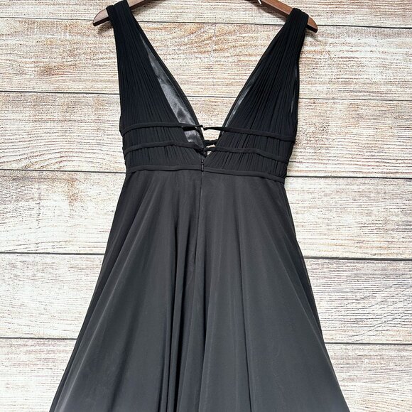 Ieena for Mac Duggal Black Evening Gown Dress Size 0 Long Formal Tulle V-Neck - Picture 7 of 11